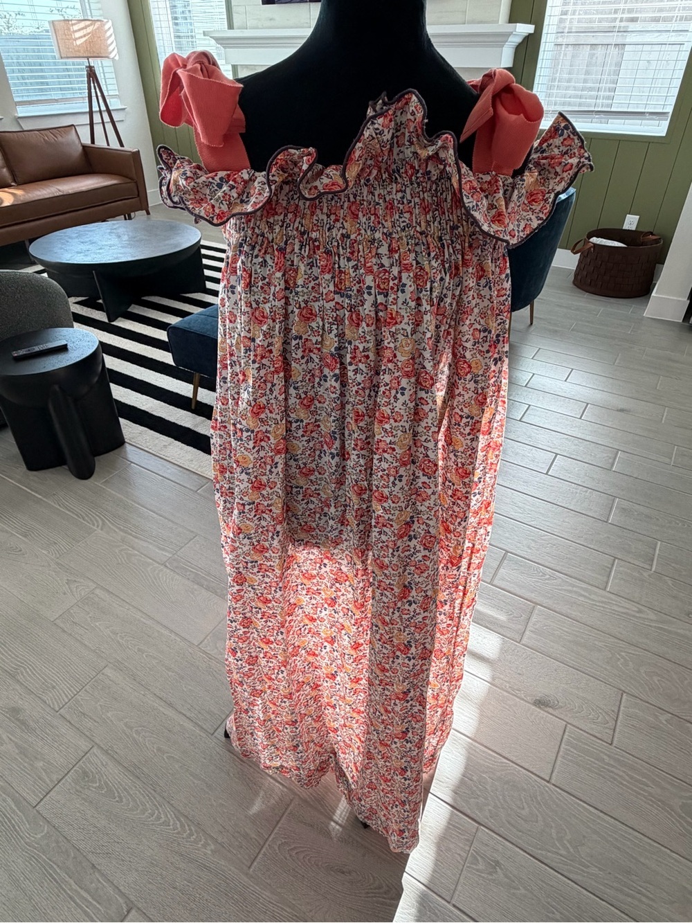 CASEY MARKS 100% Cotton Jaime Coral Floral Dress Size Large VGUC - Picture 5 of 8